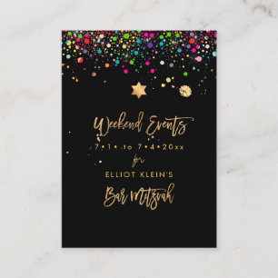 PixDezines Dazzled Rainbow Mitzvah Weekend Events Enclosure Card