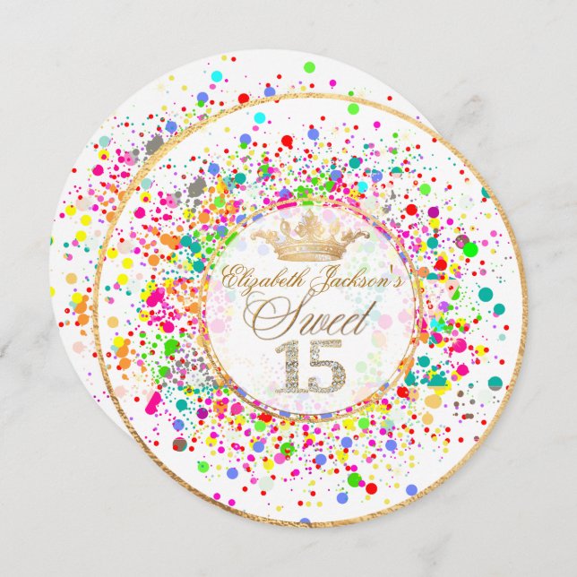 PixDezines Dazzled/Rainbow/Sweet+15 Invitation (Front/Back)
