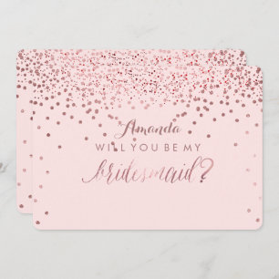 PixDezines Dazzled Rose Gold Will You.. Bridesmaid Invitation