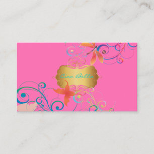 PixDezines Ddragonflies Butterflies Rainbow Swirls Business Card