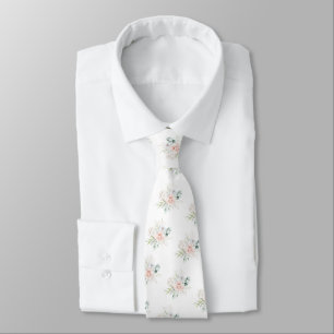 PixDezines Delicate Blush Pink Ice Blue H2 Flowers Tie