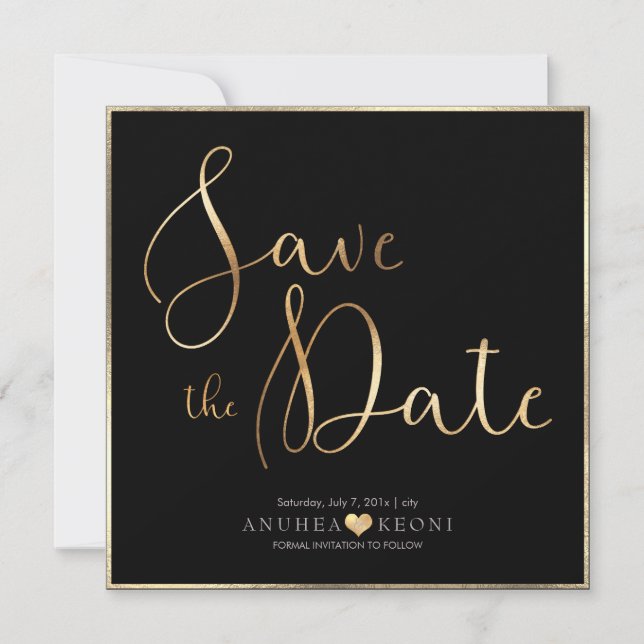 PixDezines DELICATE LOVE FAUX GOLD|BOTANICA Save The Date (Front)