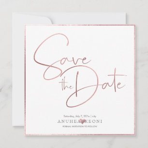 PixDezines DELICATE LOVE FAUX ROSE GOLD FOIL Save The Date