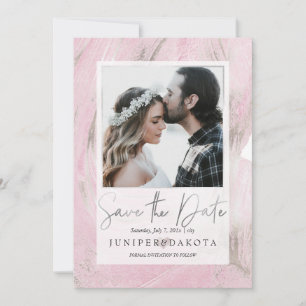 PixDezines Desert Stone Blush Pink Silver Invitation