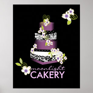 PixDezines Desiree Damask Cake, Lilac Poster