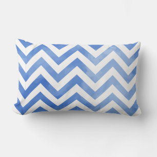 PixDezines digital watercolor chevron/blue Lumbar Cushion