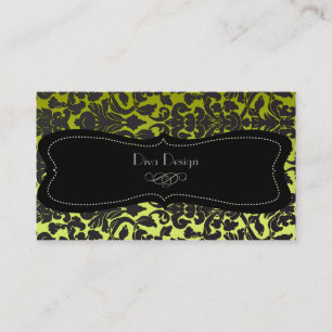 PixDezines diy background/ /black flora damask Business Card