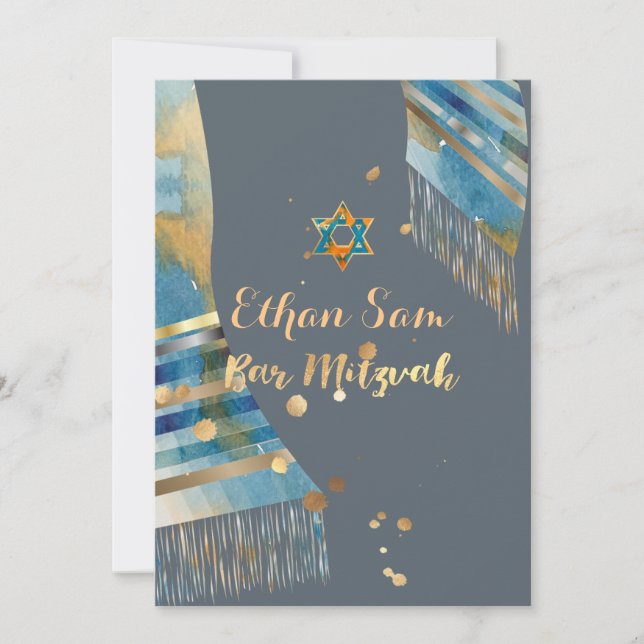PixDezines DIY background colour/Tallit/Mitzvah Invitation (Front)