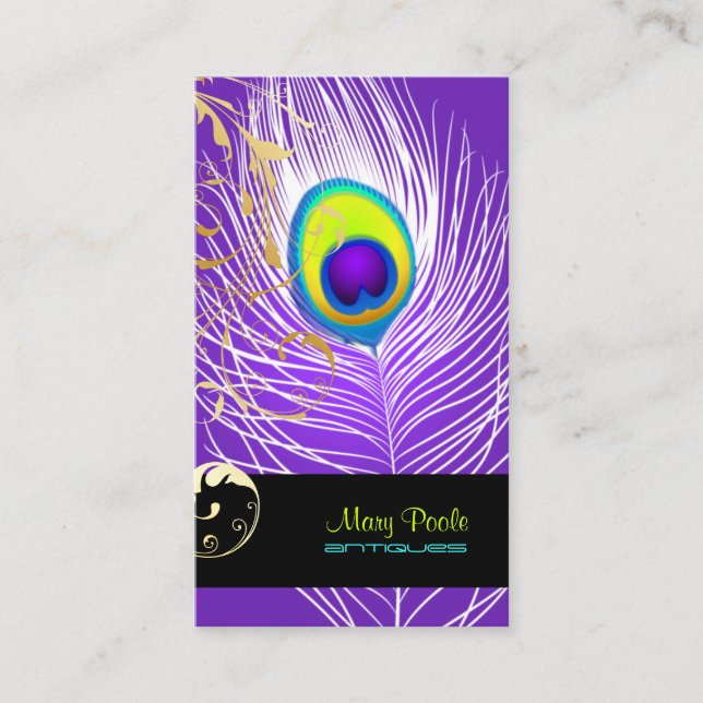 PixDezines diy background/peacock+filigree Business Card (Front)