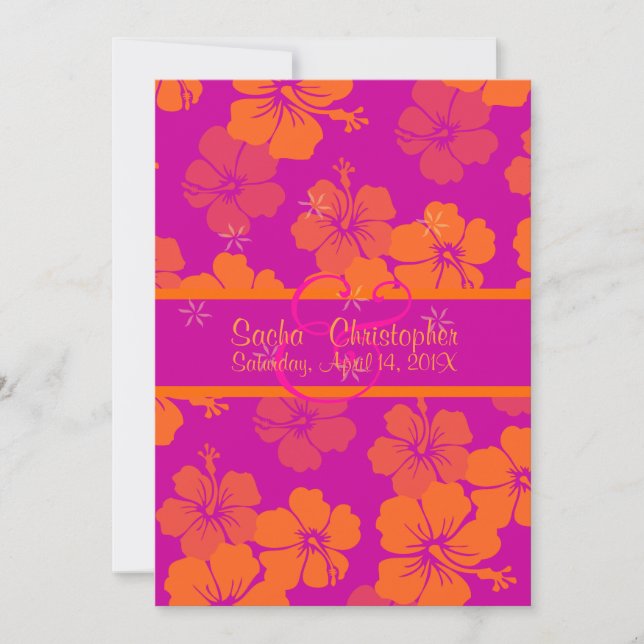 PixDezines diy background, Tangerine Leis/hibiscus Invitation (Front)