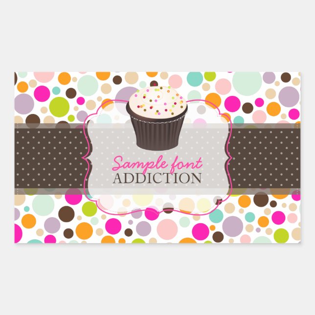 PixDezines diy, bubble gum+sprinkles cupcake Rectangular Sticker (Front)