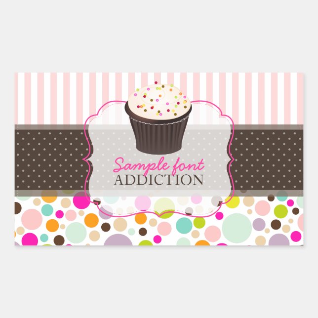 PixDezines diy, bubble gum+sprinkles cupcake Rectangular Sticker (Front)