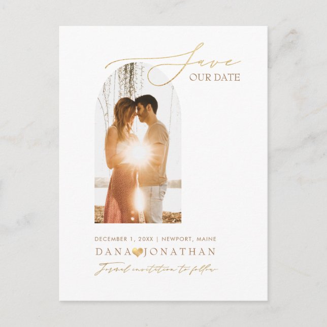 PixDezines DIY colour Arch Frame Save The Date Postcard (Front)