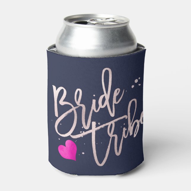 PixDezines DIY Colour Blush Pink Bride Tribe Can Cooler (Can Front)
