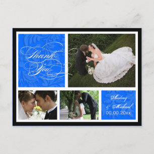 PixDezines DIY colour/Damask Photos Thank you/blue Postcard