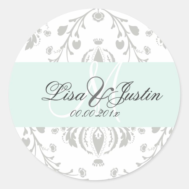 PixDezines diy colour/damask wedding Classic Round Sticker (Front)