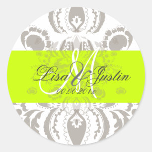 PixDezines diy colour/damask wedding Classic Round Sticker