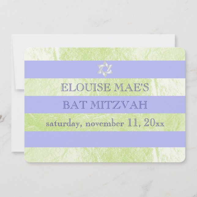 PixDezines DIY colour/faux foil stripes bat mitzva Invitation (Front)