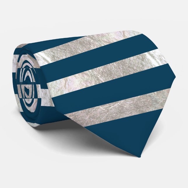 PixDezines diy colour/faux silver foil/teal Tie (Rolled)