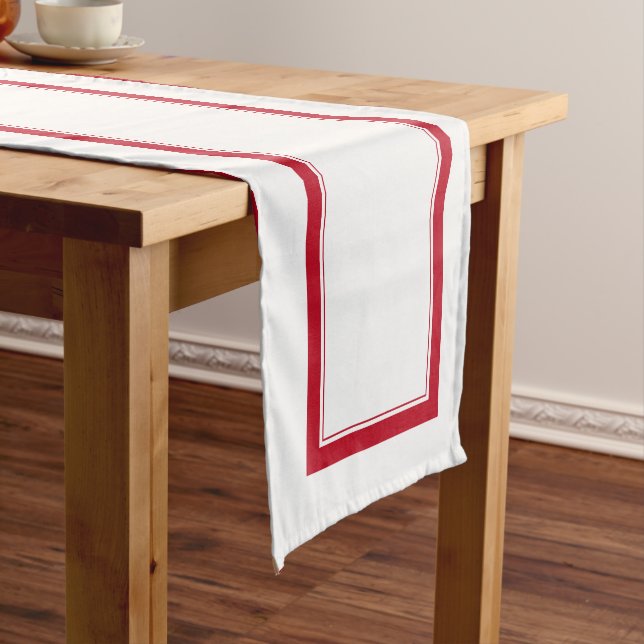 PixDezines DIY Colour Fire Engine Red Accent Short Table Runner (In Situ)