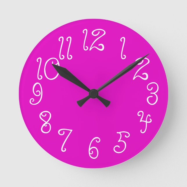 PixDezines DIY colour/font/hot pink Round Clock (Front)