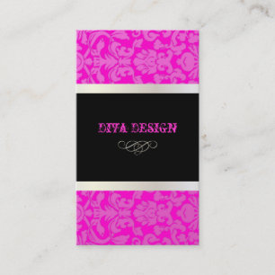 PixDezines DIY colour/hot pink flora damask Business Card