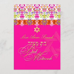 PixDezines diy colour, isabella damask, Bat Mitzva Invitation