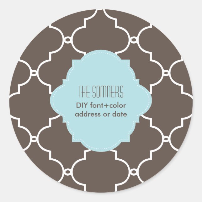 PixDezines DIY colour, moroccan trellis Classic Round Sticker (Front)