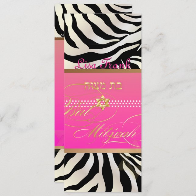 PixDezines DIY colour/natural Zebra, Bat Mitzvah Invitation (Front/Back)