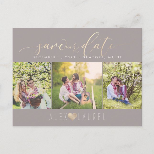 PixDezines DIY colour/Save our Date/Faux Gold Postcard (Front)