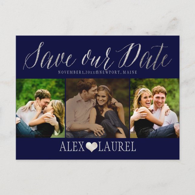 PixDezines DIY colour/Save our Date/Fun Script Announcement Postcard (Front)