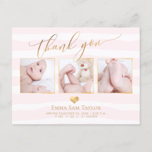 PixDezines DIY colour Stripes Baby Shower Thank Yo Announcement Postcard