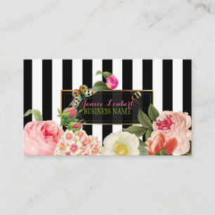 PixDezines DIY colour/stripes primrose/peonies Business Card