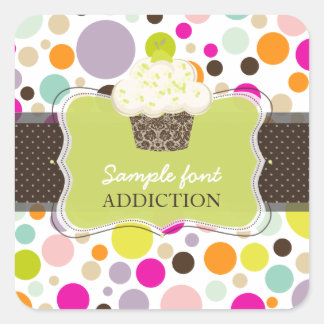 PixDezines diy colours/bubble gum+keylime cupcake Square Sticker