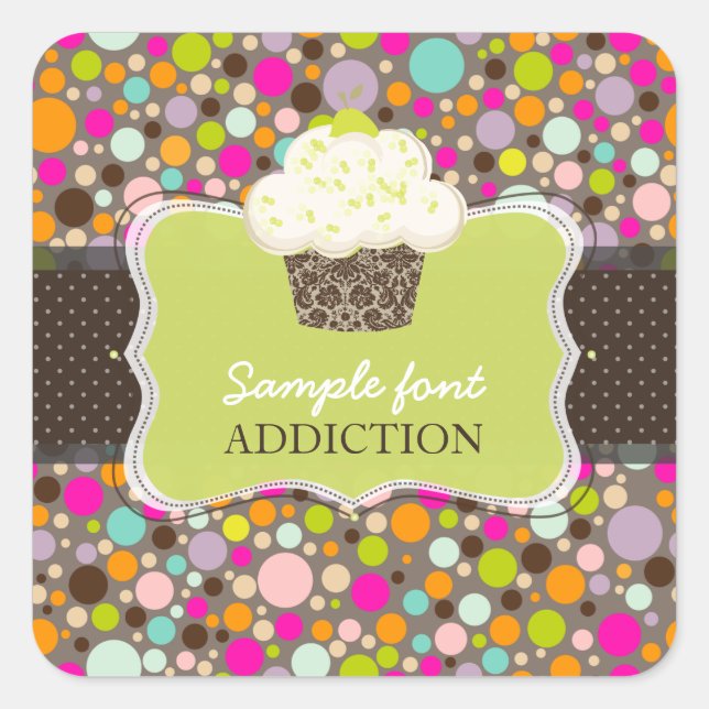 PixDezines diy colours/bubble gum+keylime cupcake Square Sticker (Front)