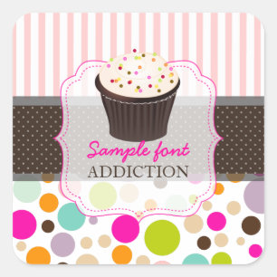 PixDezines diy colours/bubble gum+sprinkles cupcak Square Sticker