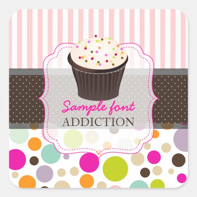 PixDezines diy colours/bubble gum+sprinkles cupcak Square Sticker (Front)