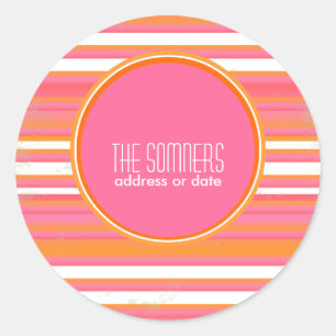 PixDezines DIY colours, candy stripes, Classic Round Sticker