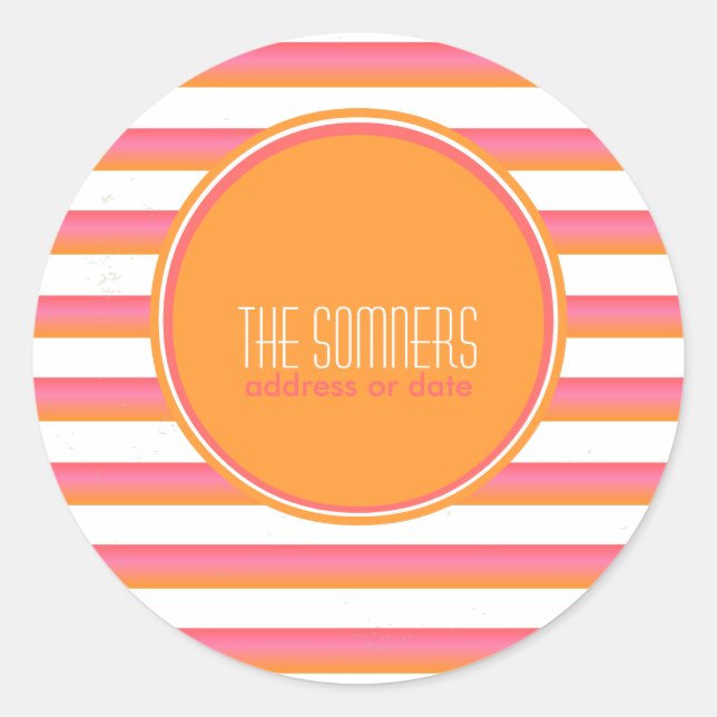 PixDezines DIY colours, candy stripes, Classic Round Sticker (Front)