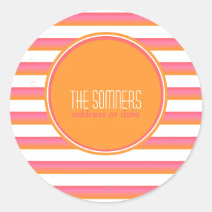 PixDezines DIY colours, candy stripes, Classic Round Sticker