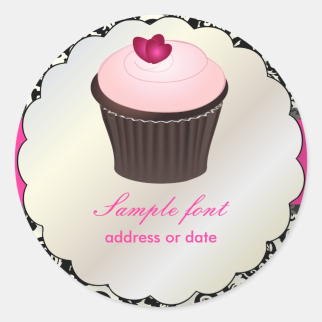 PixDezines diy colours, cupcake+olivia damask Classic Round Sticker (Front)