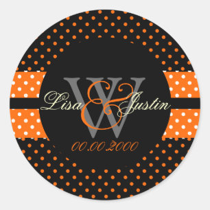PIxDezines DIY colours, Dots et al./orange+black Classic Round Sticker