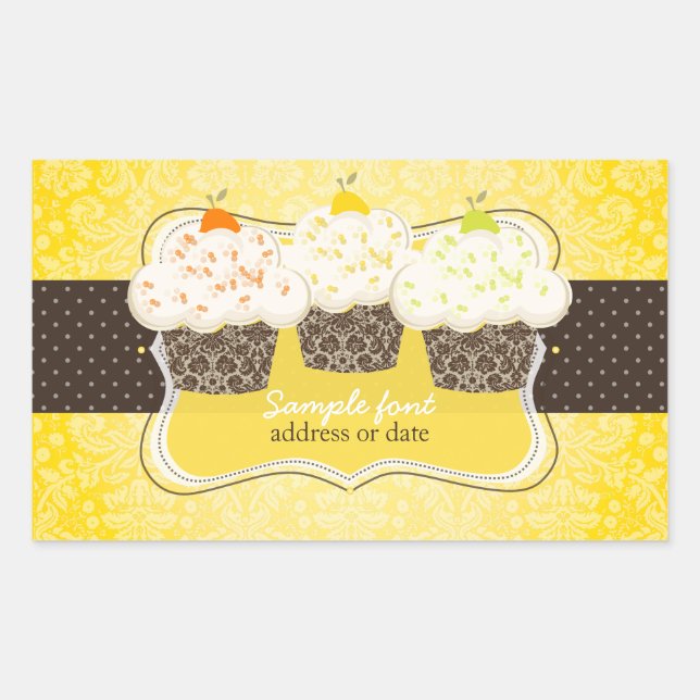 PixDezines diy colours, lemon zest cupcake Rectangular Sticker (Front)