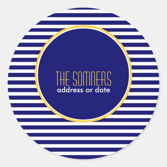 PixDezines DIY colours, nautical white stripes, Classic Round Sticker (Front)