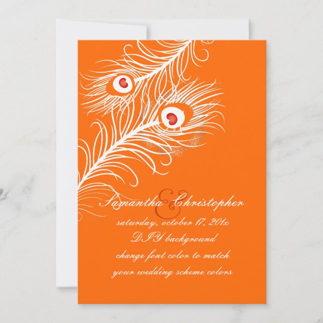 PixDezines diy colours, peacock plumes on marigold Invitation (Front)