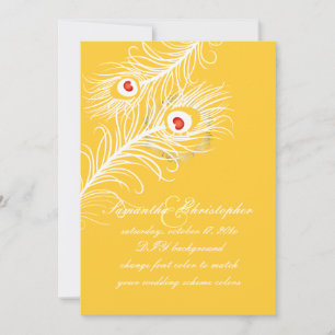 PixDezines diy colours, peacock plumes on marigold Invitation