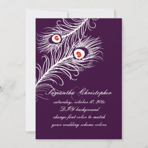 PixDezines diy colours, peacock plumes on red Invitation