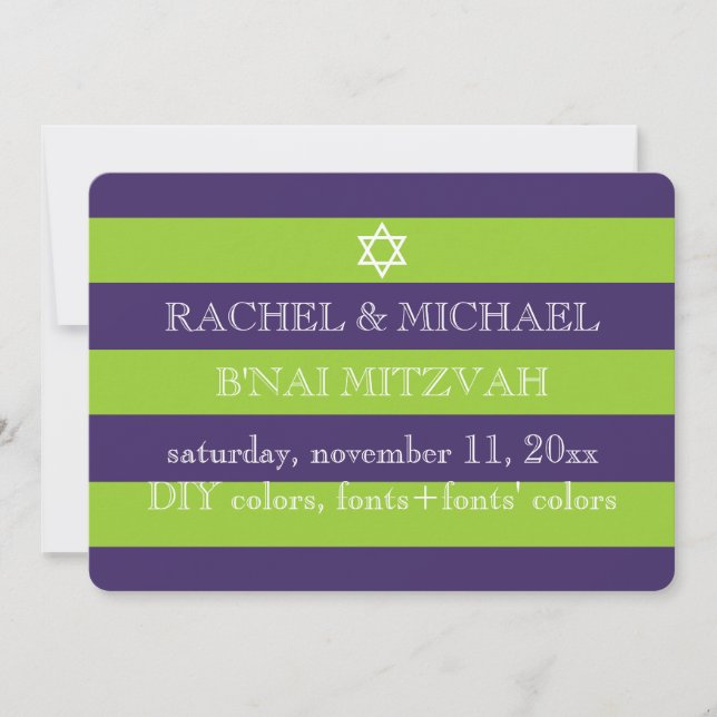 PixDezines DIY colours/stripes bnai mitzvah Invitation (Front)