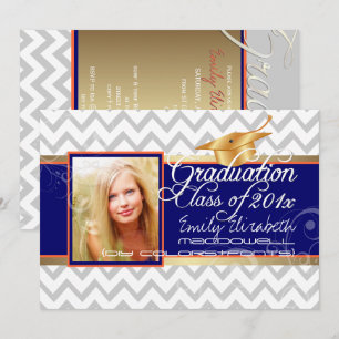 PixDezines diy colours/white chevron/graduation Invitation