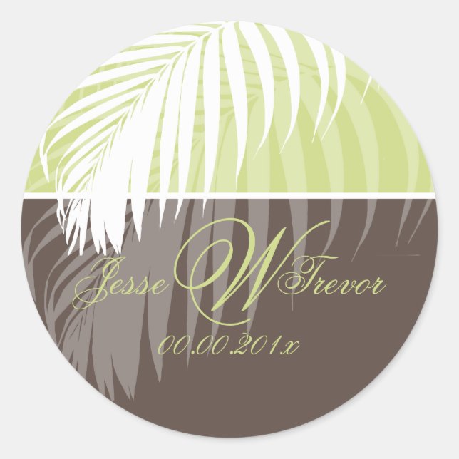 PixDezines DIY colours/White Palm Fronds Classic Round Sticker (Front)
